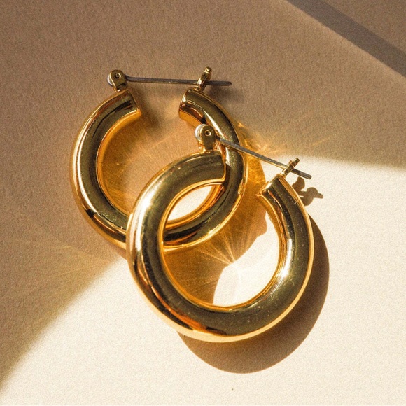 LUV AJ 14K GOLD BABY AMALFI TUBE HOOPS-  women’s earrings jewelry pair - Picture 1 of 8